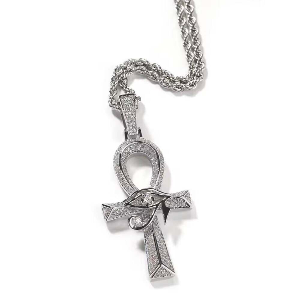 Silver Ankh Cross Pendant With 14 Ad